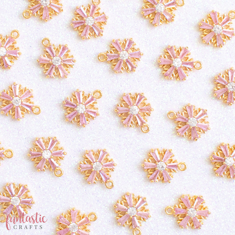 Pretty Pink Luxe Snowflake Jewel Charms