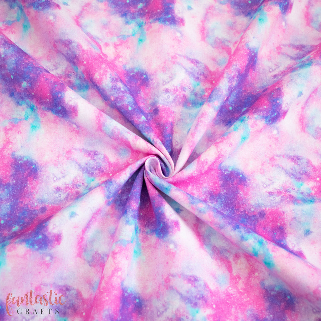 Pink Marbled Galaxy 100% Cotton Fabric