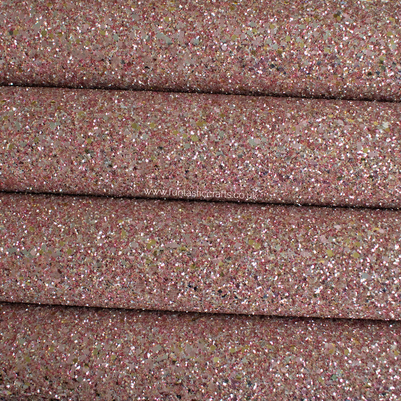 Pink Champagne Chunky Glitter Fabric