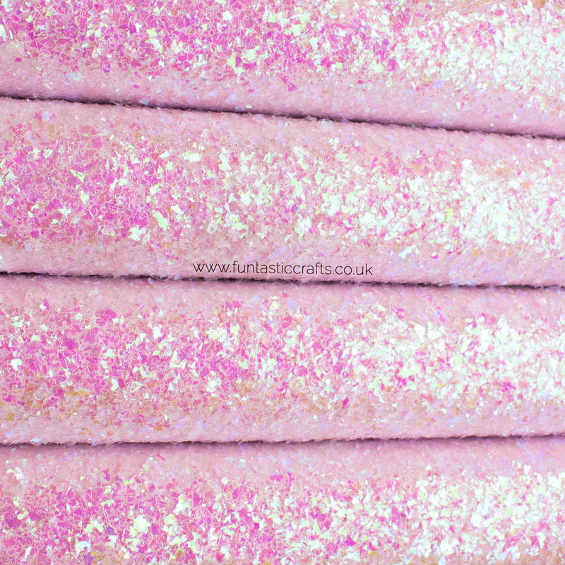 Pink Crystal - Iridescent Crystal Chunky Glitter Fabric