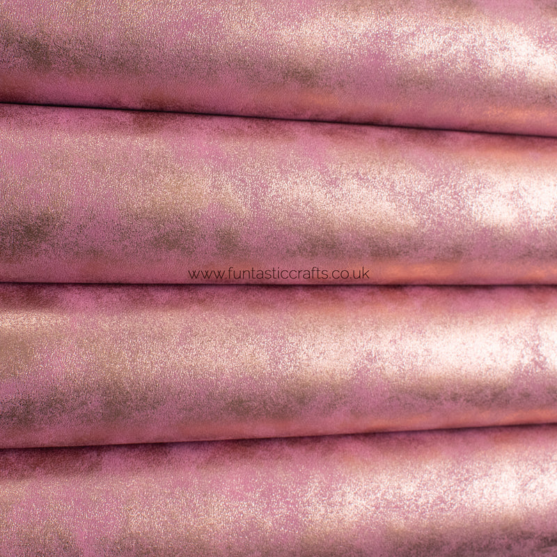 Pink Distressed Metallic Smooth Leatherette