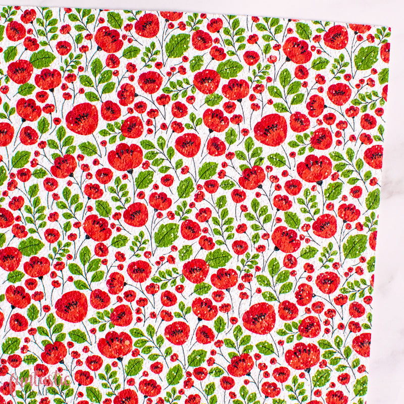 Poppy Floral Chunky Glitter Fabric