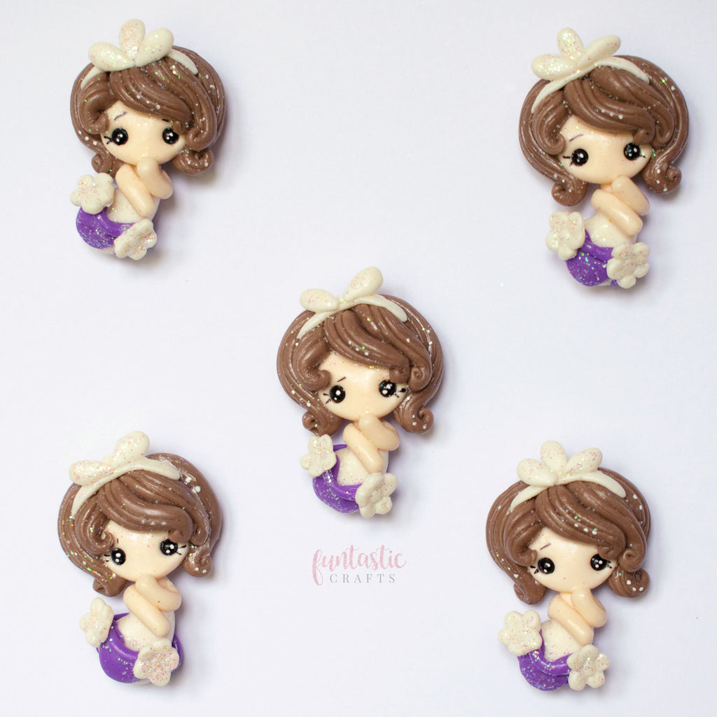 Handmade Flat Back Clay Embellishments - Purple Dancing Princess