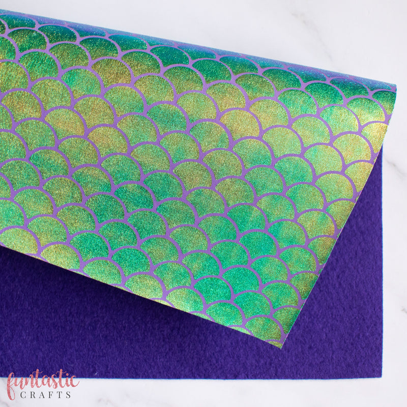 Purple Iridescent Mermaid Scales Fabric Felt Sheet