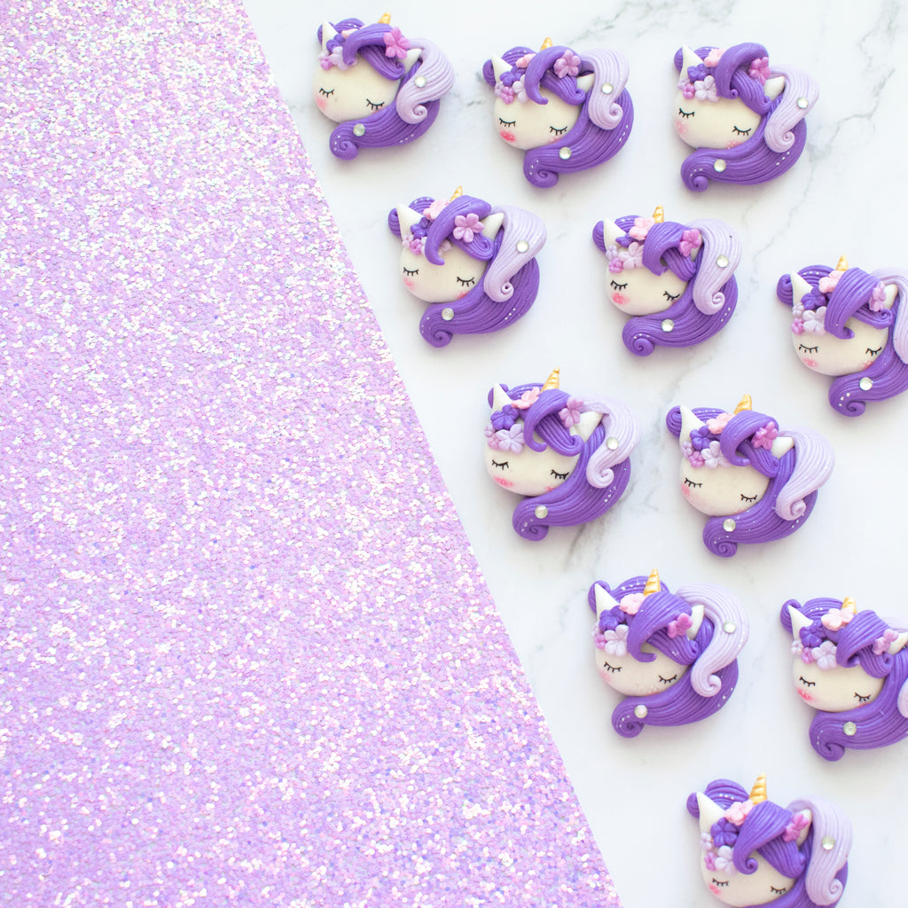 Purple Sleepy Unicorns - Handmade Flat Back Clay Embellishments
