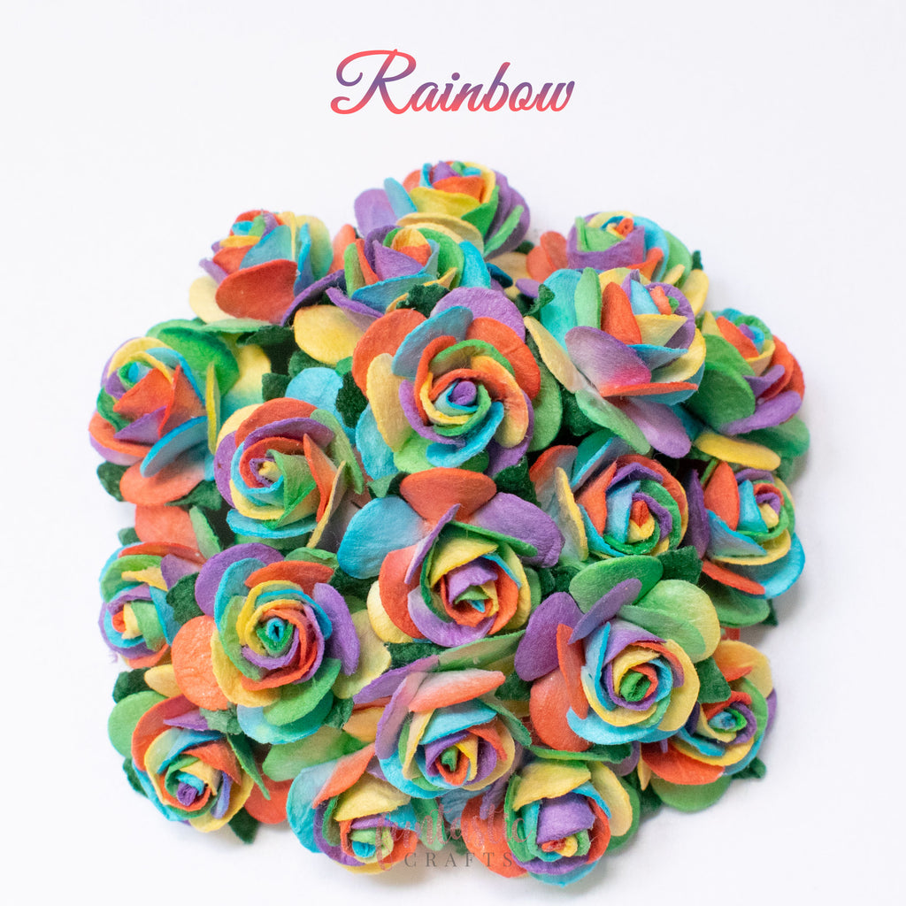 Bright Rainbow Mulberry Paper Flowers Open Roses