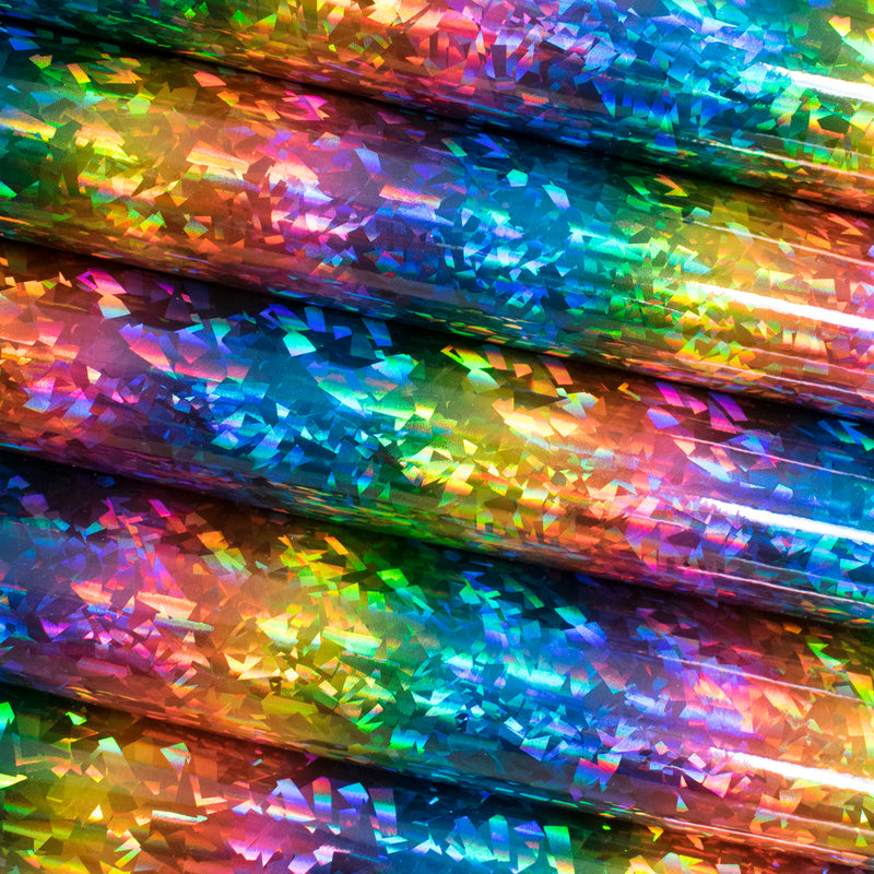 Holographic Rainbow Sparks Leatherette Fabric