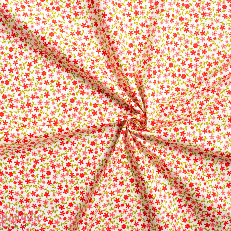 Red Amelia Floral - 100% Cotton Fabric by Rose and Hubble