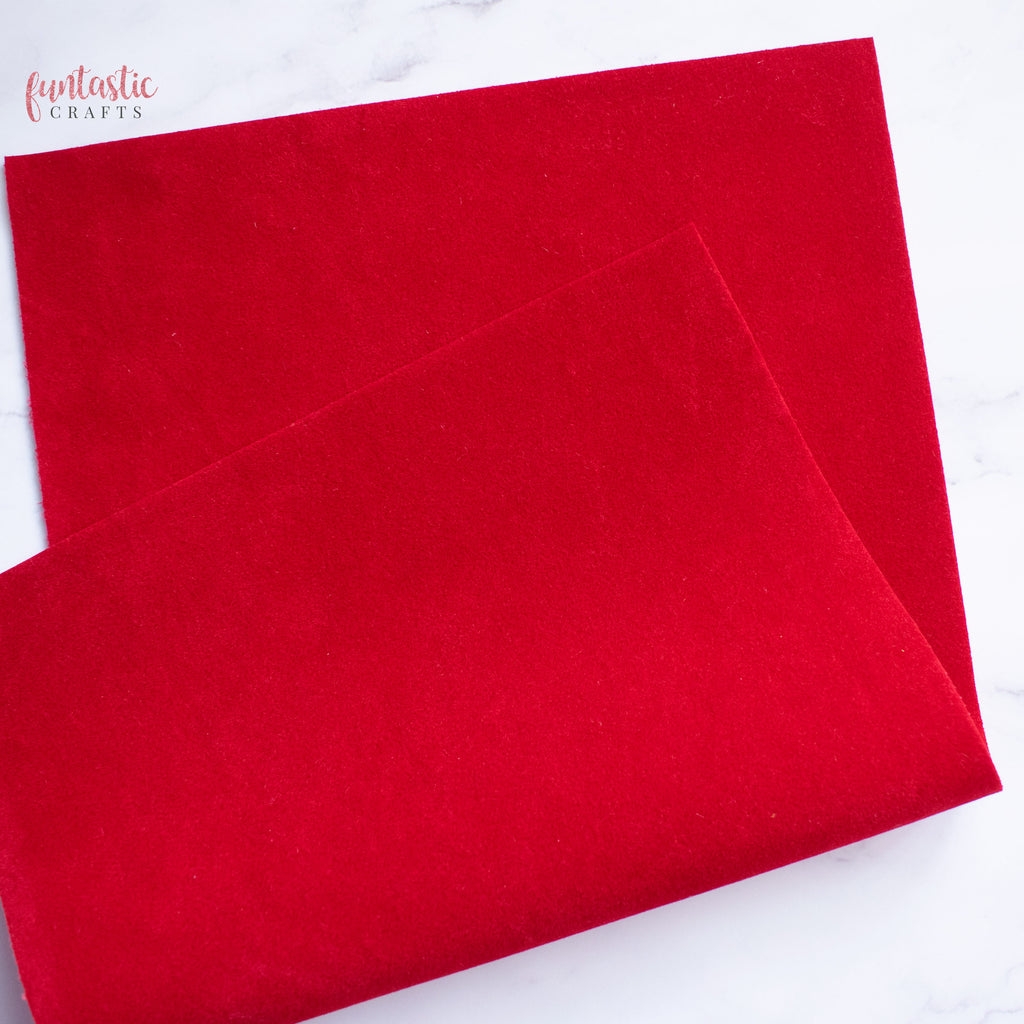 Double Sided Red Velvet Faux Leather Fabric