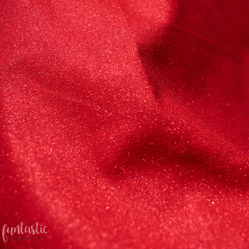 Red Glitter 100% Cotton Christmas Fabric