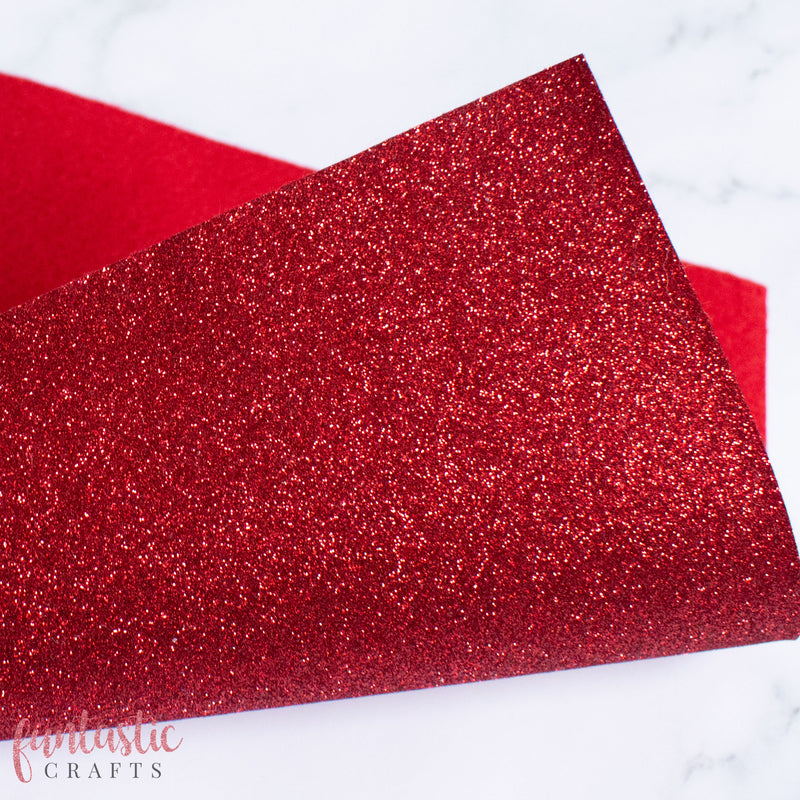 Red Glitter Felt Sheet