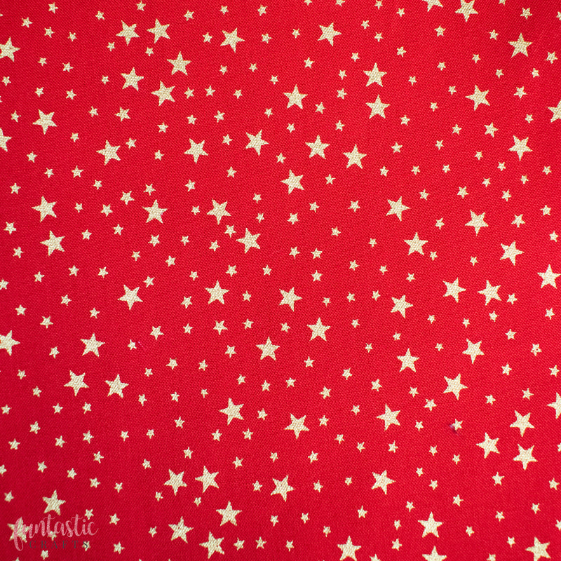 Tiny Gold Stars on Red 100% Cotton Christmas Fabric