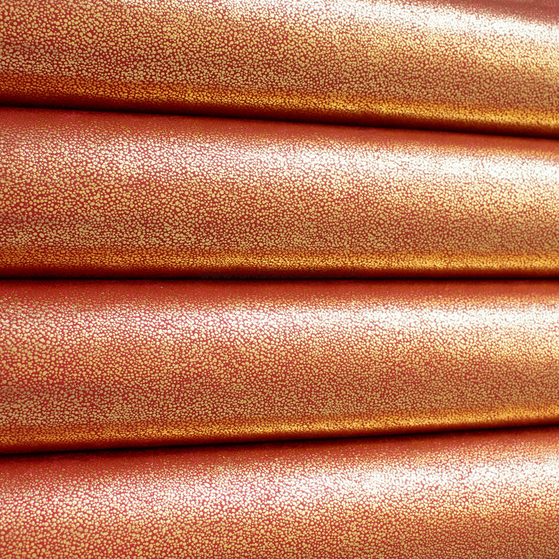 Red and Gold Speckled Metallic Smooth Leatherette