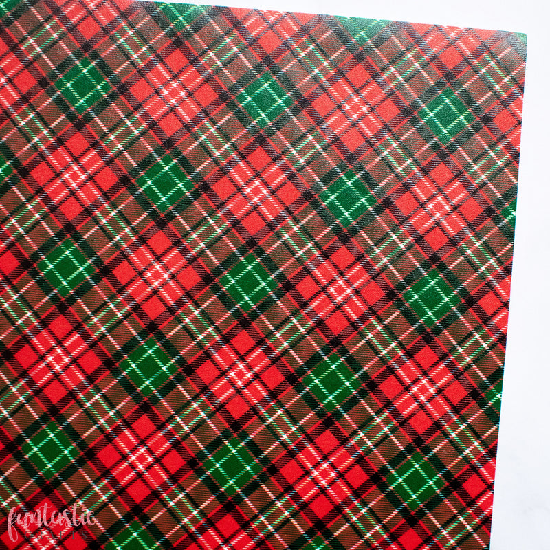 Red Tartan Christmas Printed Leatherette