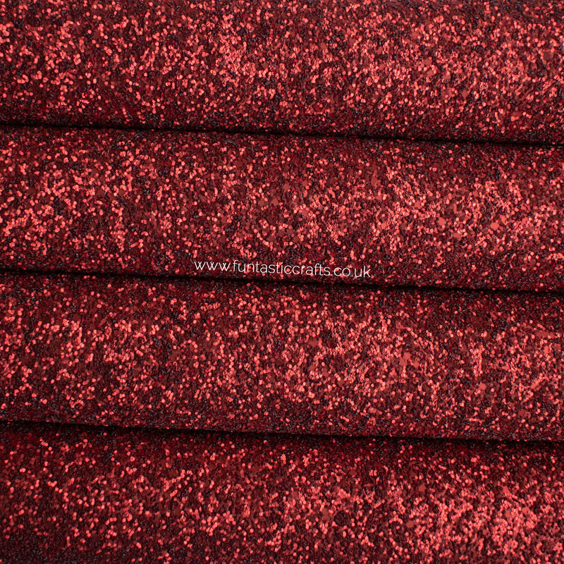 Matte Red Chunky Glitter Fabric