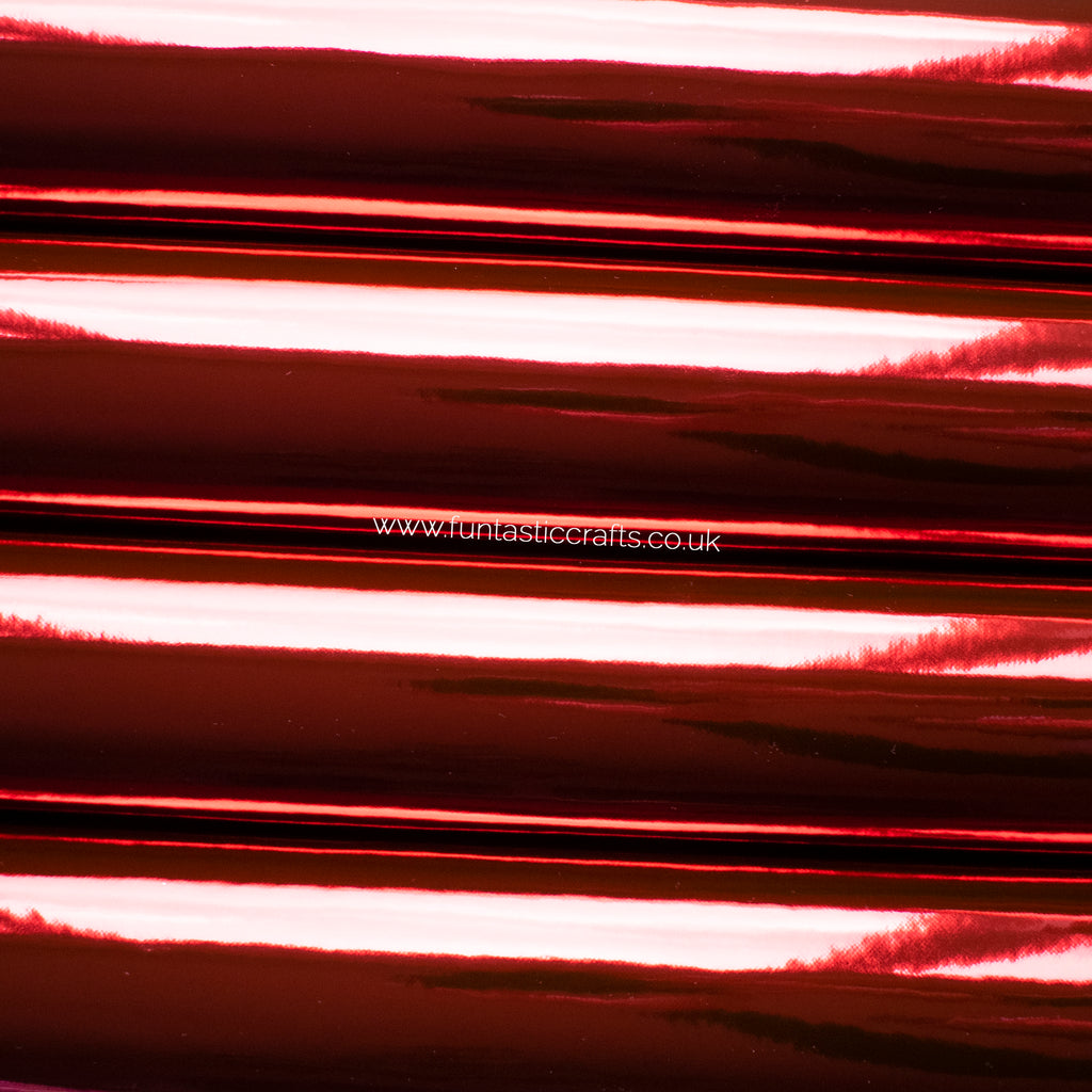 Red Mirrored Leatherette Fabric