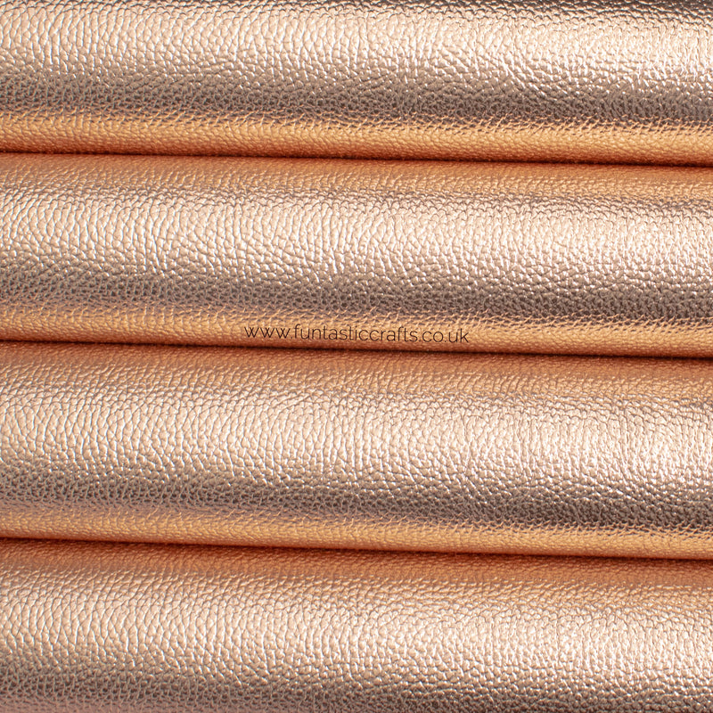 New Rose Gold Textured Metallic Leatherette Fabric