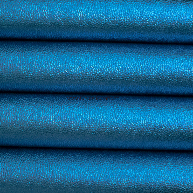 New Royal Blue Textured Metallic Leatherette Fabric
