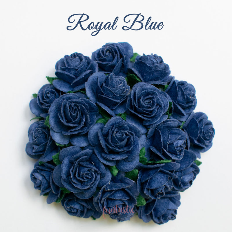 Royal Blue Mulberry Paper Flowers Open Roses