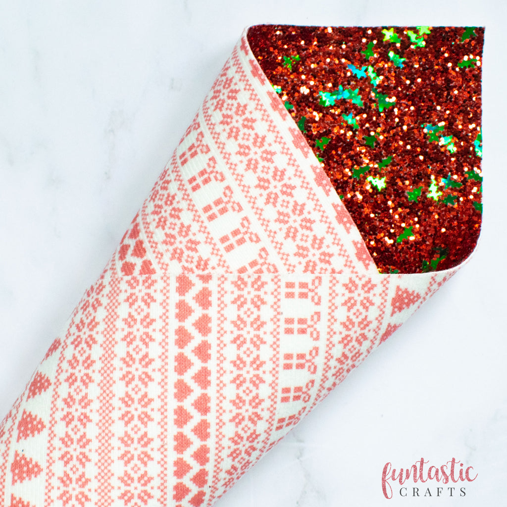 Scandi Christmas Double Sided Glitter Fabric