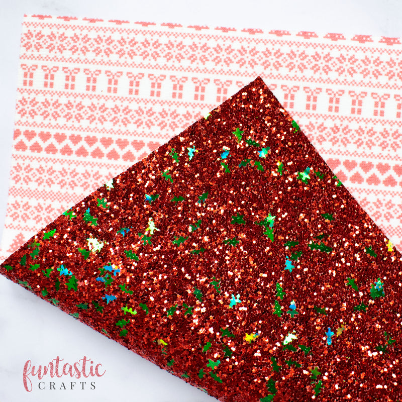 Scandi Christmas Double Sided Glitter Fabric