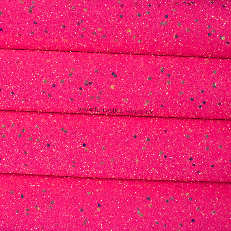 Shocking Pink Diamond Dust Iridescent Fine Glitter Fabric