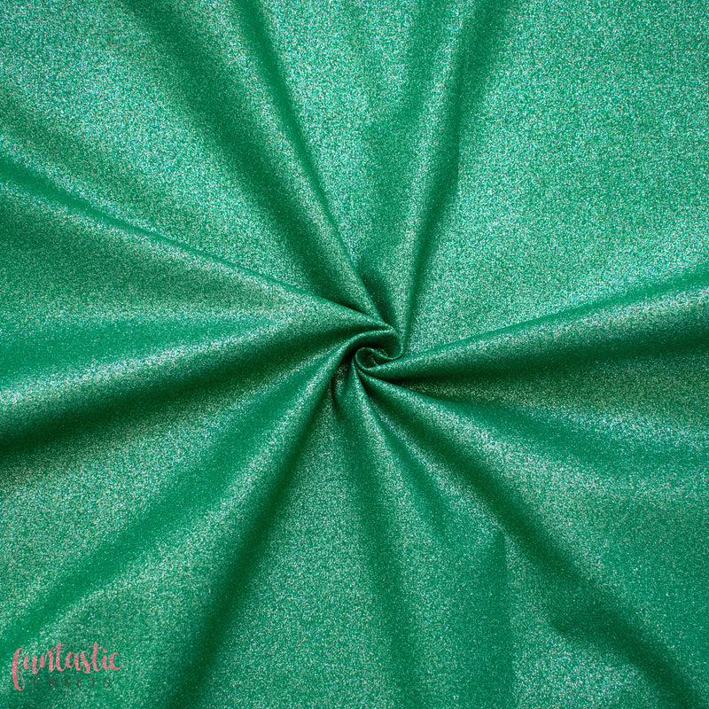 Green with Silver Glitter 100% Cotton Christmas Fabric