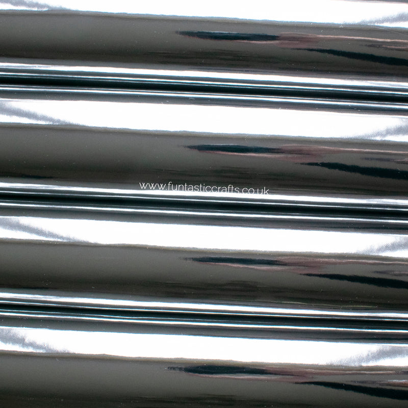 Silver Mirrored Leatherette Fabric
