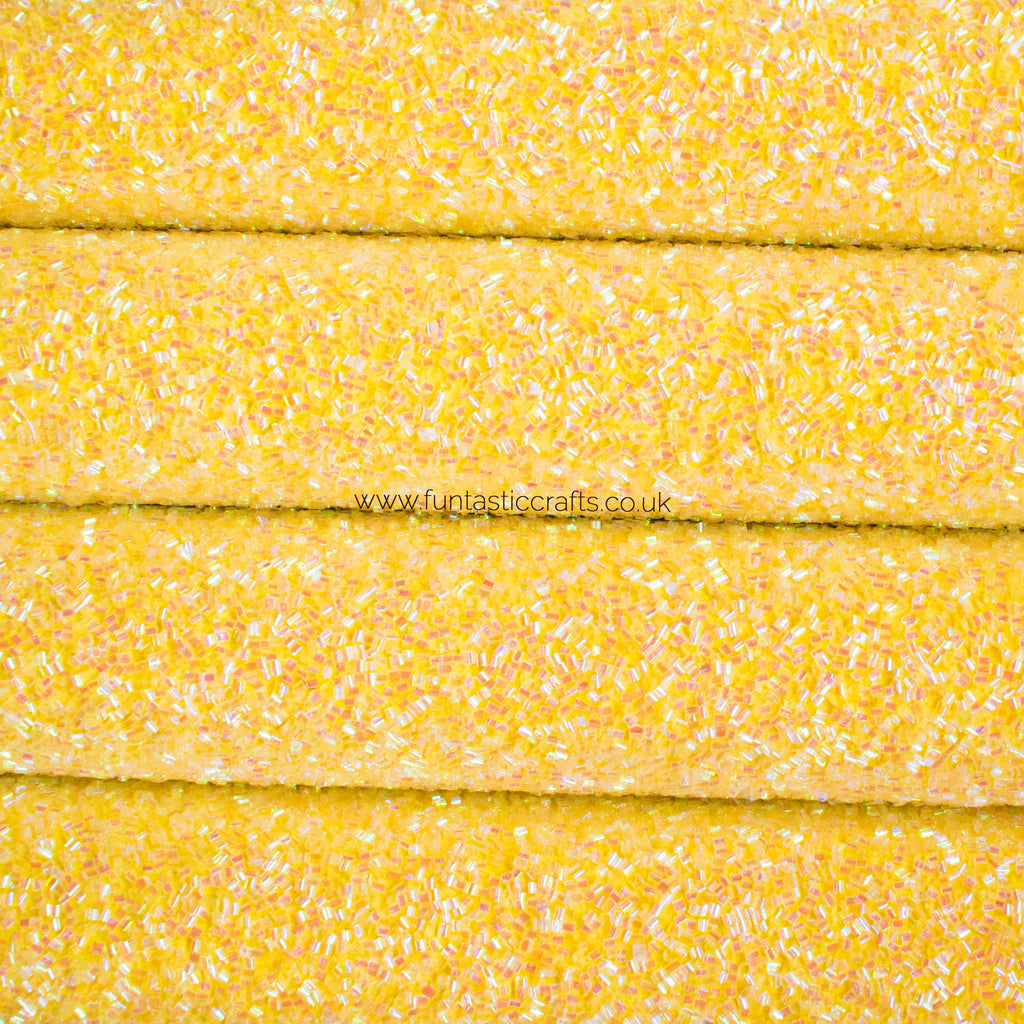 Sunshine Yellow Candy Sprinkles - Beaded Chunky Glitter Fabric