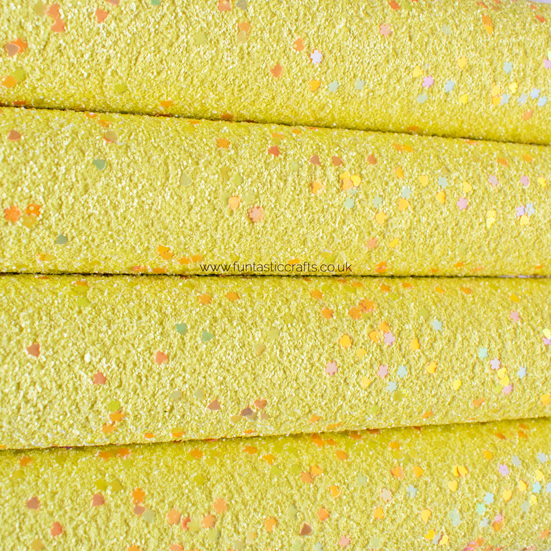 Sunshine Yellow Spring Fling Chunky Glitter Fabric