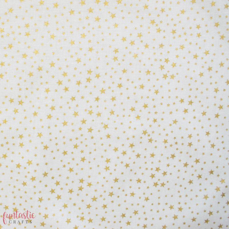 Tiny Gold Stars on Ivory 100% Cotton Christmas Fabric
