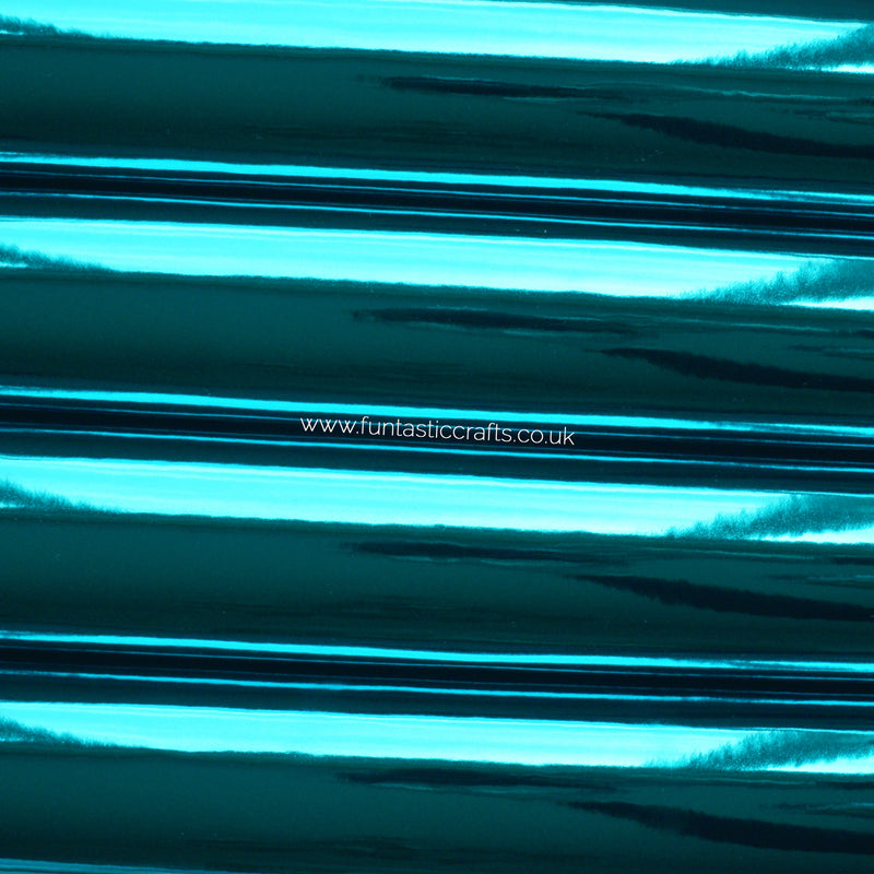 Turquoise Mirrored Leatherette Fabric
