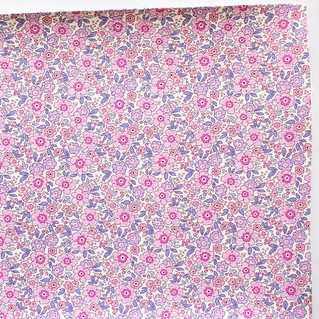 Pink Doodle Floral Printed Leatherette