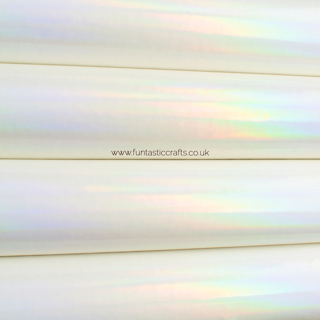 Holographic Patent Leatherette Fabric - White