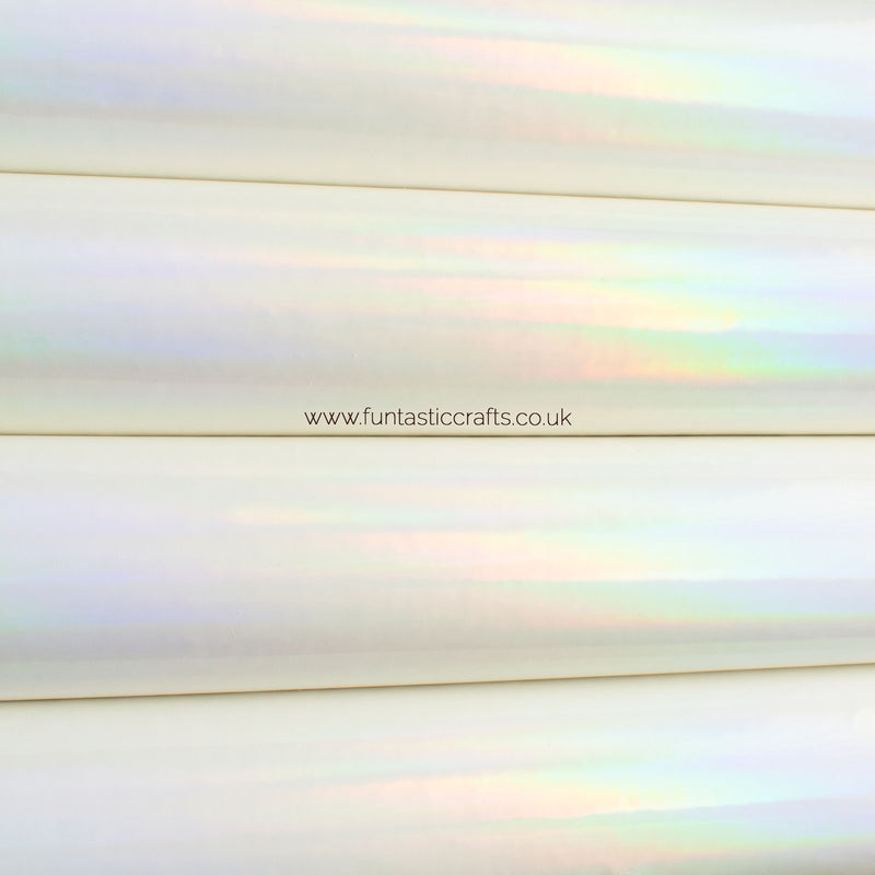 Holographic Patent Leatherette Fabric - White