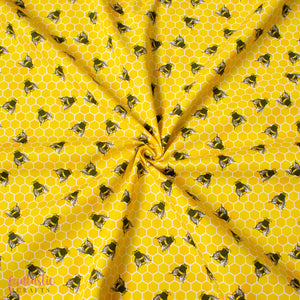 Honeycomb Bees on Yellow - 100% Cotton Fabric by Rose and Hubble - Fat Quarter (50 x 55cm approx)