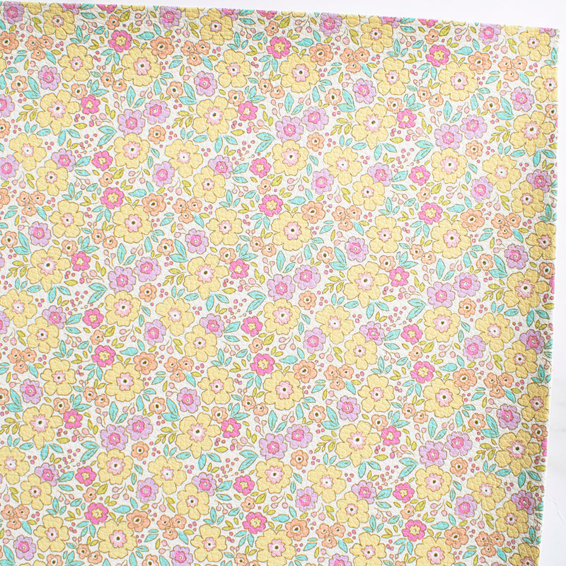 Yellow Spring Floral Printed Leatherette
